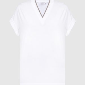 White t-shirt with monil chain Brunello Cucinelli