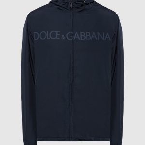Blue two-sided windbreaker with logo print Dolce&Gabbana