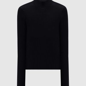 Black top with a figure-hugging neckline Twinset