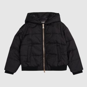 Children's black jacket with branded pattern Balmain