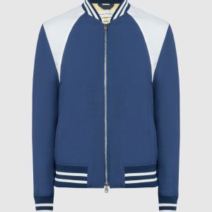 Blue bomber jacket with wool Alexander McQueen