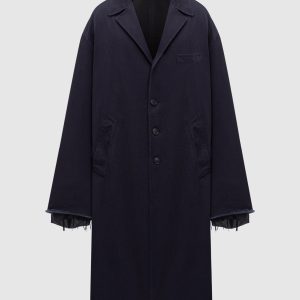 Blue raincoat with logo print and raw edges Palm Angels