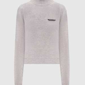 Gray cashmere jumper with monil chain Brunello Cucinelli