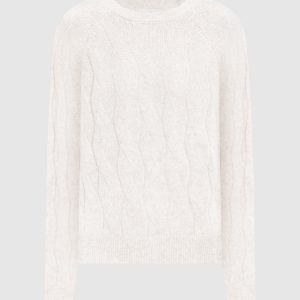 White alpaca wool jumper with a pattern Peserico