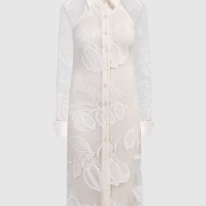 CANOSA beige shirt dress with lace Max Mara Sportmax