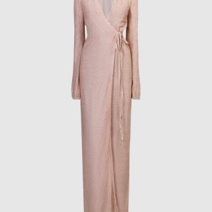 Beige dress with a smell in a geometric pattern with lurex Missoni