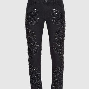 Black jeans with sequins Amen