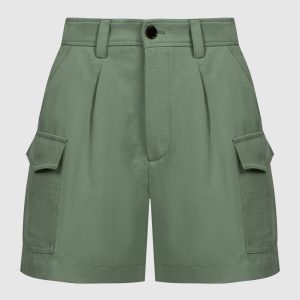 Green linen cargo shorts Woolrich