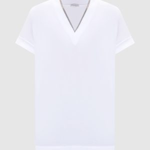 White t-shirt with monil chain Brunello Cucinelli