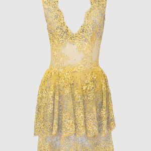 Yellow Crystal Cocktail Dress Ermanno Scervino
