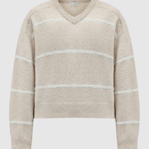 Beige pullover with wool and sequins Brunello Cucinelli