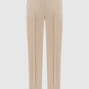 Beige pants made of wool and cashmere with a branded patch Peserico