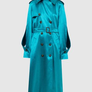 Turquoise Double Breasted Trench Coat ALEXANDRE VAUTHIER