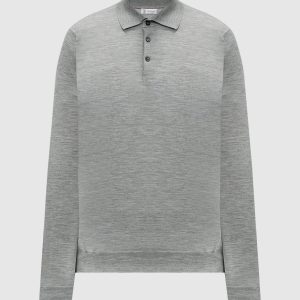 Gray wool and cashmere polo shirt Brunello Cucinelli