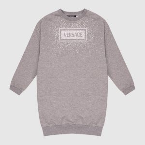 Children's gray melange sweatshirt with crystals Versace