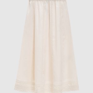 GERGO ivory linen skirt with embroidery Max Mara Weekend