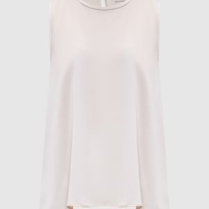 Beige silk top with monil chain trim Peserico