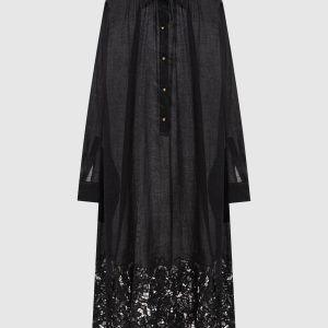 Black MELA shirt dress with embroidered sash Max Mara