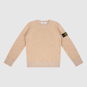 Children's beige sweater with logo patch Stone Island