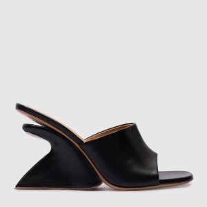 Black leather Jug mules with curved heels Off-White