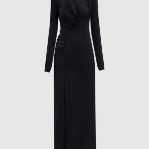 Black maxi dress with drape Twinset