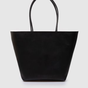Svaso black leather tote bag with logo Marsell