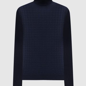 Blue wool, silk and cashmere jumper with logo pattern Stefano Ricci