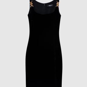 Black lace dress with emblem Versace