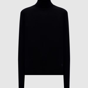 Black wool sweater with embroidered monogram logo Dolce&Gabbana