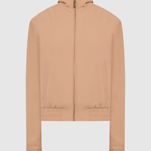 Beige bomber jacket with macrame lace Twinset