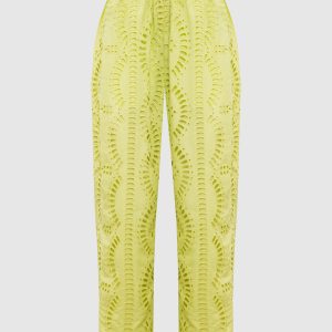 Green pants with broderie embroidery Charo Ruiz