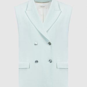 Green double-breasted vest with logo Agnona