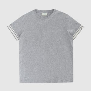 Children's gray t-shirt with logo Fendi