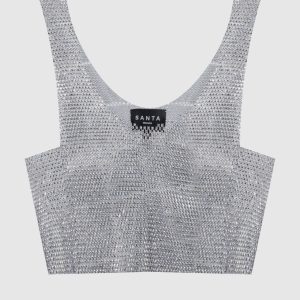 Silver top with crystals Santa Brands