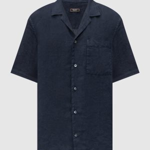 Blue linen short-sleeved shirt Peserico
