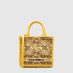 Yellow bag with majolica embroidery and logo Dolce&Gabbana