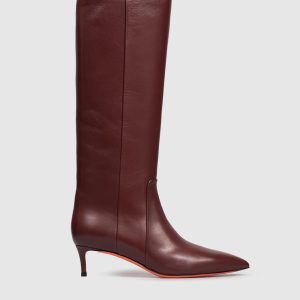 Burgundy leather boots Santoni