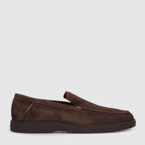 Brown suede loafers Santoni