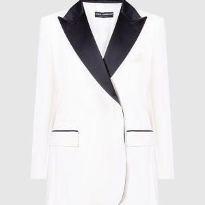 White double-breasted jacket with contrasting details Dolce&Gabbana
