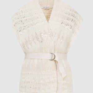 Patterned milk cardigan in cashmere and wool Brunello Cucinelli
