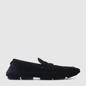 Black logo suede moccasins Dolce&Gabbana