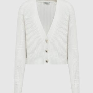 White cashmere cardigan with monil chain Peserico