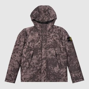 Children's gray down jacket with removable logo patch Stone Island