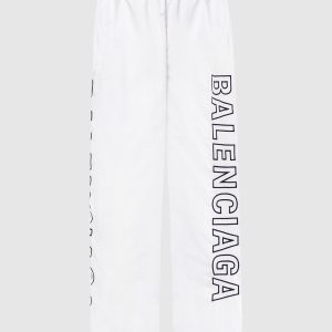 White sweatpants with logo embroidery Balenciaga