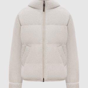 Gray cashmere down jacket with lurex Brunello Cucinelli