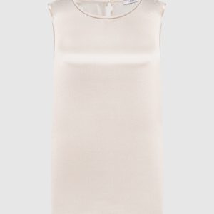 Beige silk top with monil chain Peserico