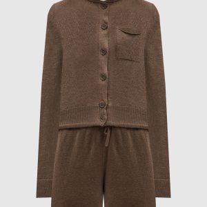 Khaki cardigan and linen shorts suit Babe Pay Pls
