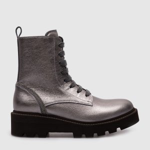 Children's silver leather shoes with monil chain Brunello Cucinelli