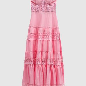 Monnet pink bustier dress with lace Charo Ruiz