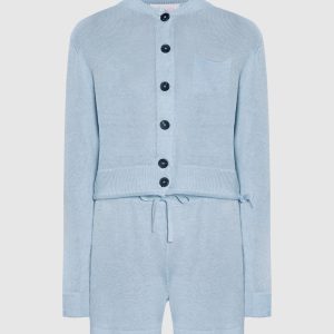 Blue cardigan and linen shorts suit Babe Pay Pls